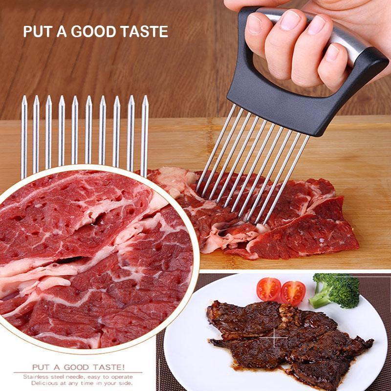 Food Slice Assistant - Stainless Steel Onion Holder Slicer Tomato Cutter  NonSlip, 1 Pack - Fry's Food Stores